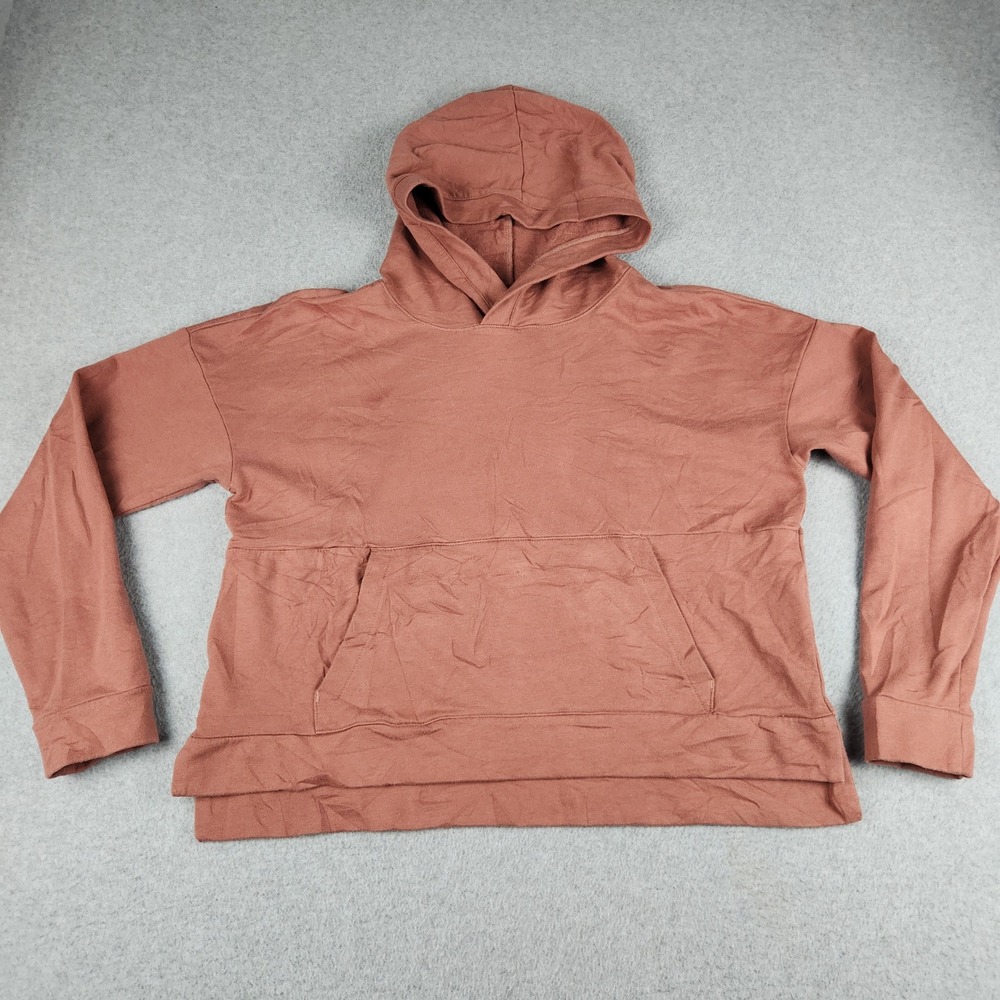 FLX Hoodie Womens Medium Terracotta Pink Fleece Lined Kangaroo Pocket Athleisure